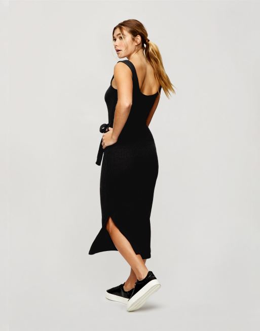 Miss Selfridge – Svart ribbad miniklänning med djup halsringning, 2 av 4