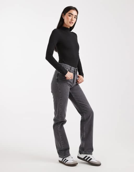 Miss Selfridge – Svart, skulpterande body med hög krage, 3 av 4