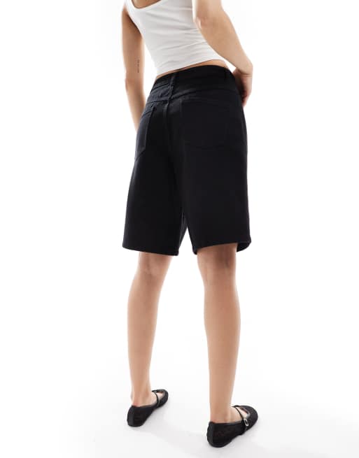 Miss Selfridge – Svarta, tvättade, långa jeansshorts, 5 av 5