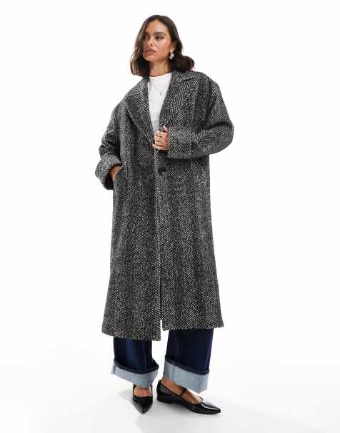 Miss Selfridge – Svartvit, chevronmönstrad maxikappa i oversize - view 1