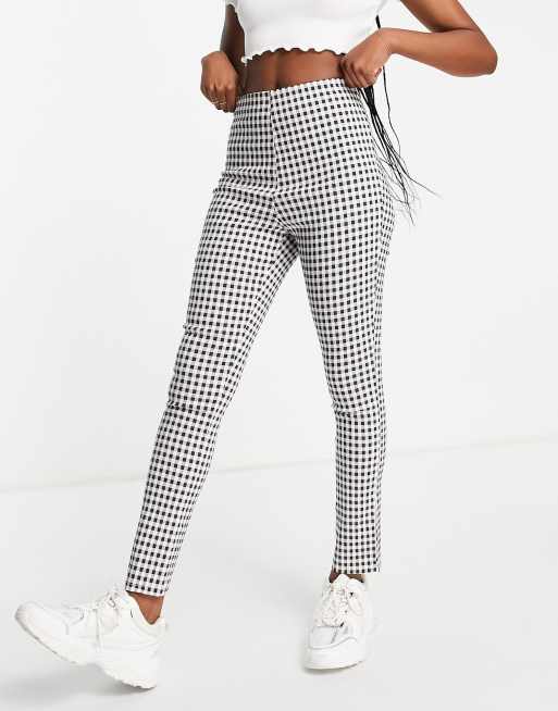 Miss Selfridge – Svartvita, ginghamrutiga leggings 