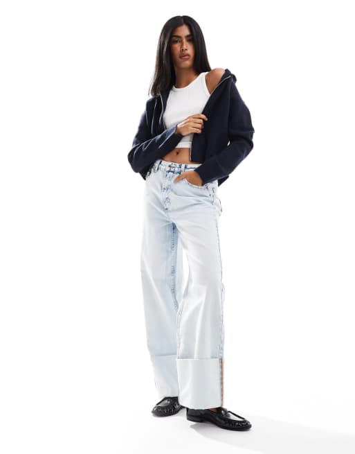 Miss Selfridge - Sweat à capuche court en maille à fermeture éclair - Bleu marine, 2 de 4