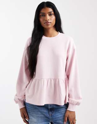 Sweat à ourlet volanté - Rose pâle 32