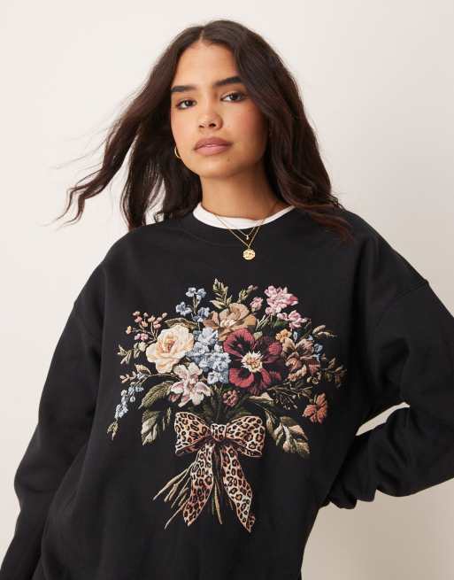 Miss Selfridge - Sweat oversize à imprimé bouquet de fleurs