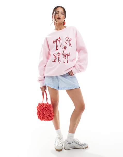Miss Selfridge - Sweat oversize à motif nœuds - Rose - view 1