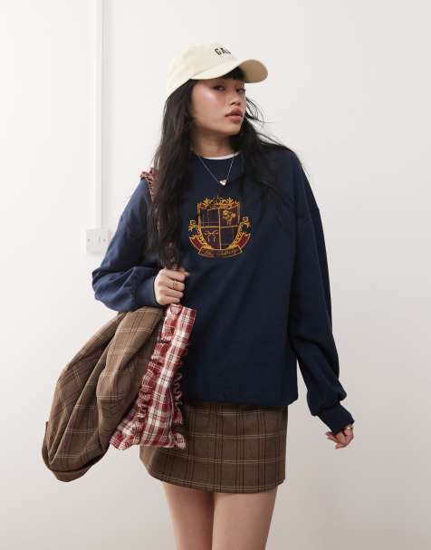 Miss Selfridge - Sweat style universitaire - Bleu marine - view 1