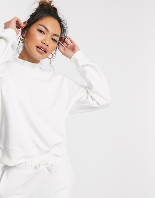 Miss Selfridge sweat with funnel neck in cream co-ord