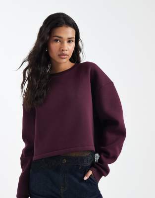 Miss Selfridge - Sweatshirt in Pflaume mit Spitzensaum-Lila
