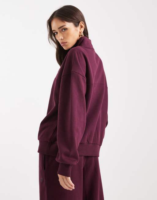 Miss Selfridge - Sweatshirt met korte rits in paars, 4 van 4