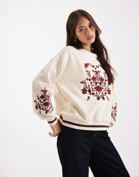Miss Selfridge – Sweatshirt mit Gobelin-Stickerei - view 1