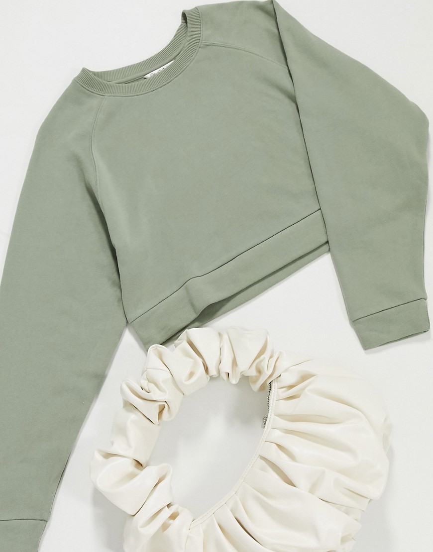 Miss Selfridge sweatshirt two-piece in khaki-Green
