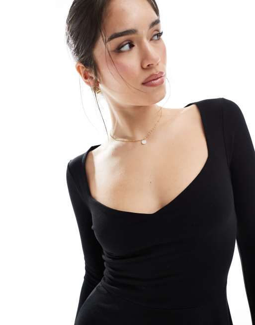 slim fit dress slacks Minimalist Solid Sweetheart Neck Drop Waist Fit and Flare Midi Cami Su – El  Merrist Store