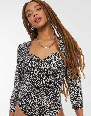 leopard print wrap bodysuit