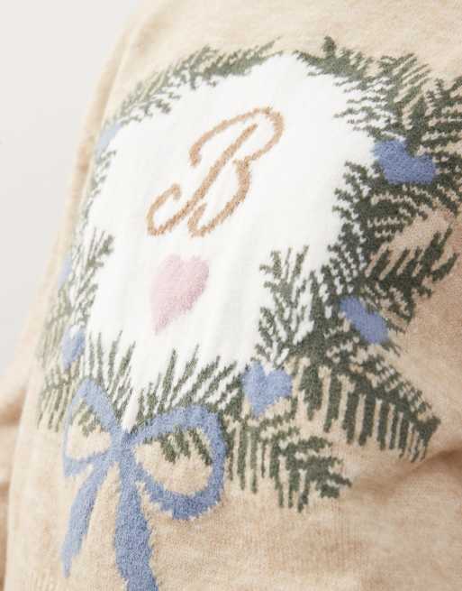 Miss Selfridge – Sweter z grafiką z literą B w stylu vintage, 3 z 4