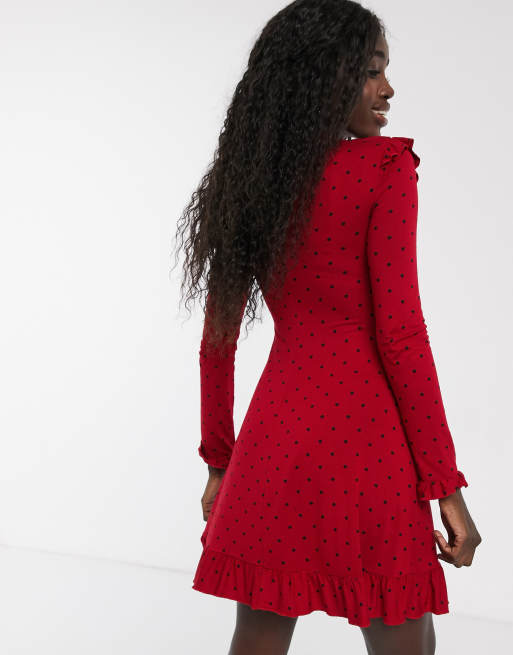 Miss selfridge red polka dot hot sale maxi dress