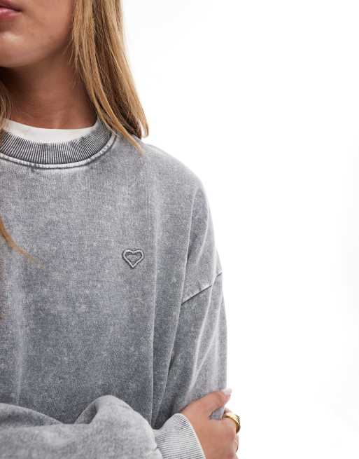 Miss Selfridge – Szara bluza oversize z efektem sprania, część zestawu, 3 z 4
