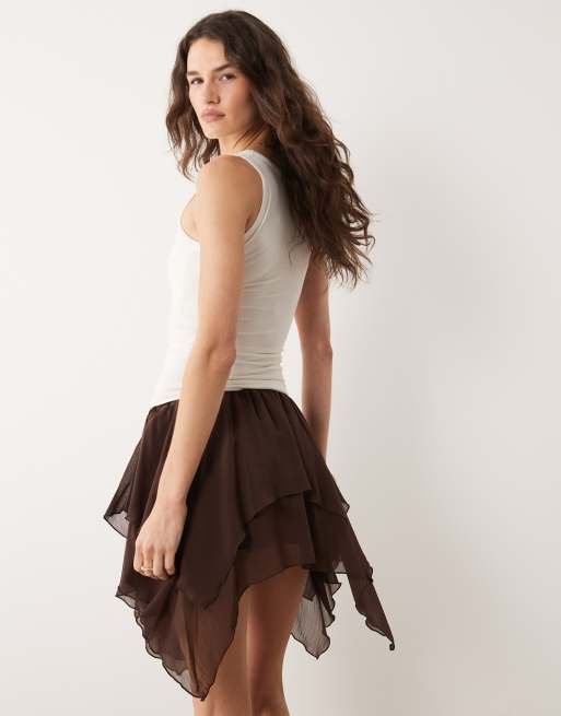 Miss Selfridge – Szyfonowa spódnica mini z asymetrycznym dołem, 5 z 5