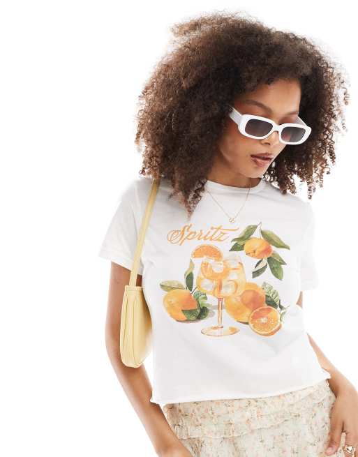 Miss Selfridge - T-shirt à imprimé graphique - Blanc