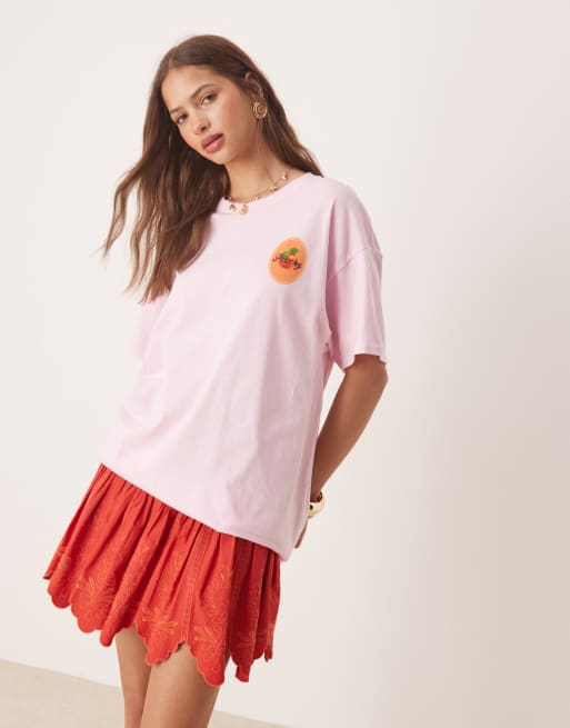 Miss Selfridge - T-shirt avec imprimé estival carte postale au dos - Rose, 3 de 4