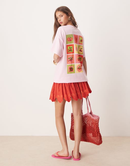 Miss Selfridge - T-shirt avec imprimé estival carte postale au dos - Rose, 4 de 4