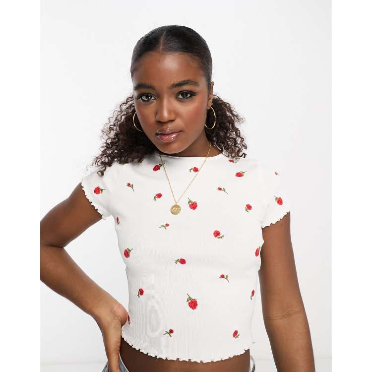 Haut Blanc à Fleurs Miss Selfridge - Taille 4 - Occasion Très Bon état