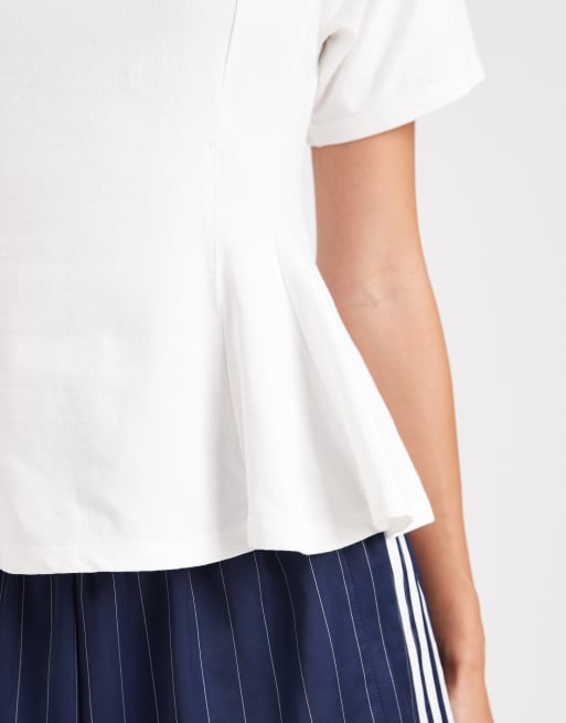 Miss Selfridge - T-shirt met peplumdetail in wit, 4 van 4