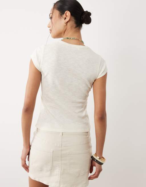Miss Selfridge - T-shirt mini bianca con grafica a tema vacanza, 4 di 4