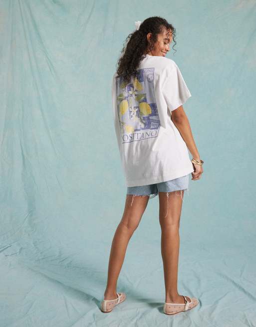 Miss Selfridge - T-shirt oversize à imprimé carte postale Positano - Blanc, 4 de 4