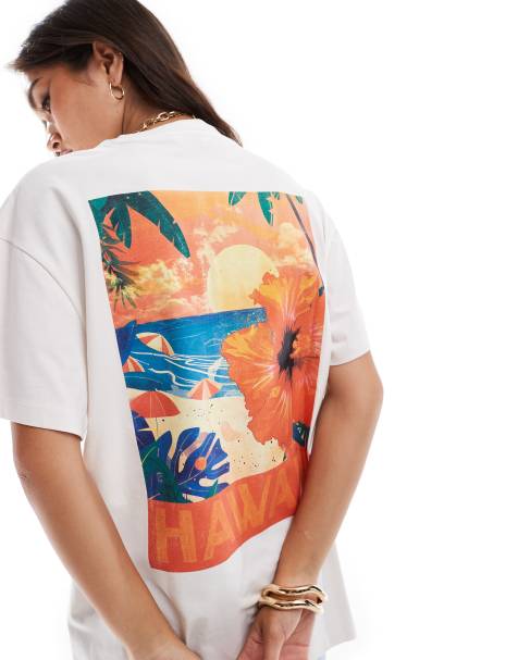 Miss Selfridge - T-shirt oversize à imprimé Hawaï - view 1