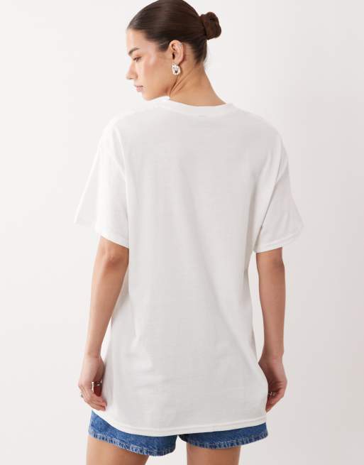 Miss Selfridge - T-shirt oversize à imprimé hibiscus - Blanc, 4 de 4