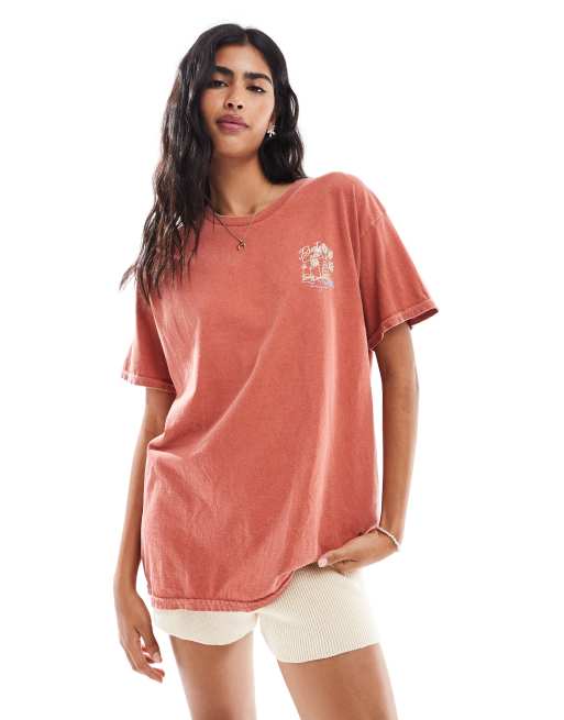 Miss Selfridge - T-shirt oversize à motif - Rouille, 4 de 4