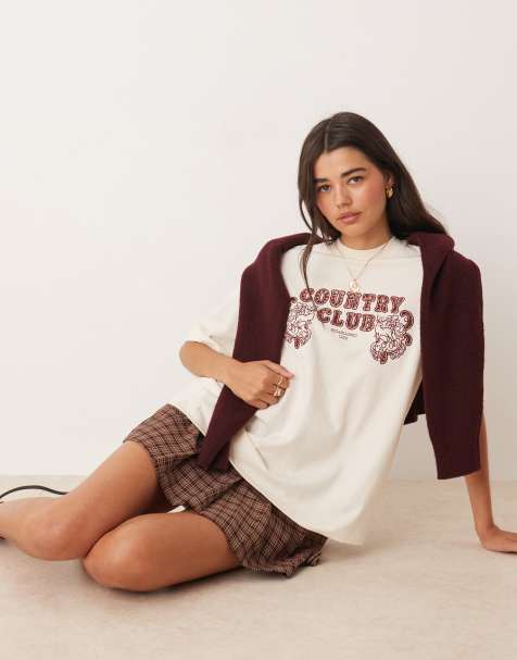 Miss Selfridge - T-shirt oversize con stampa “Country Club” - view 1