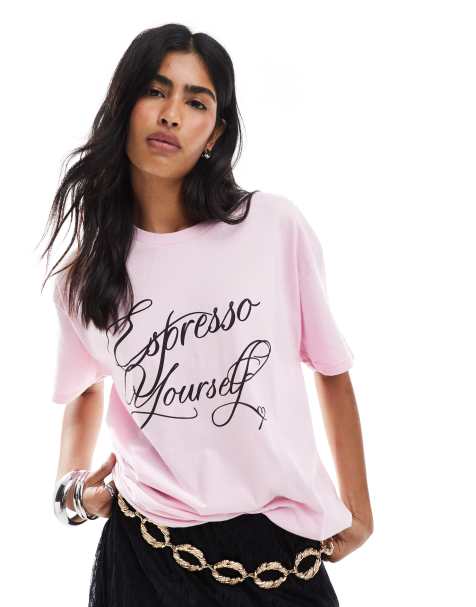 Miss Selfridge – T-shirt oversize z napisem „Espresso Yourself” - view 1