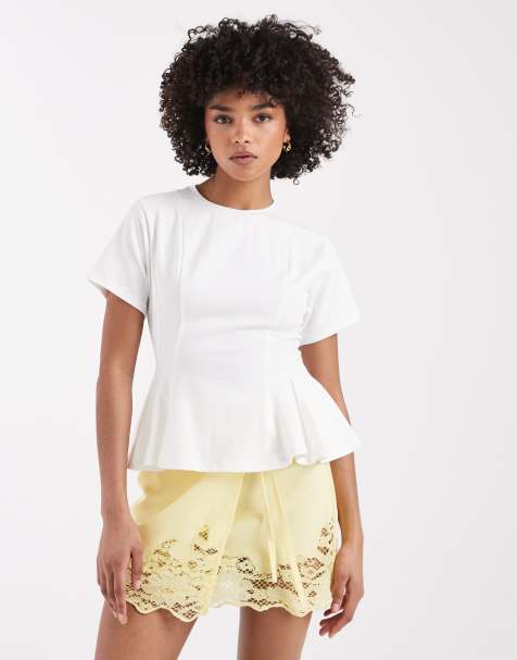 Miss Selfridge - T-shirt peplo bianca - view 1