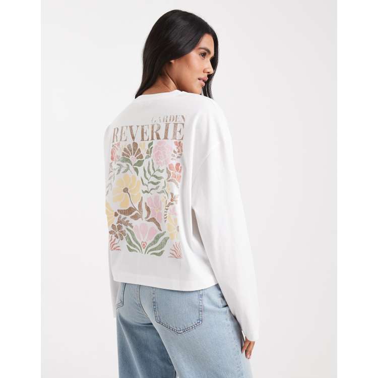 Miss Selfridge – T-shirt w stylu skater z długimi rękawami i