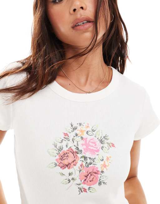 Miss Selfridge – T-shirt z nadrukiem kwiatów, 3 z 4