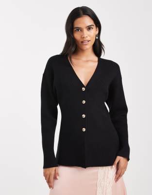 Miss Selfridge - Taillierte Strickjacke in Schwarz