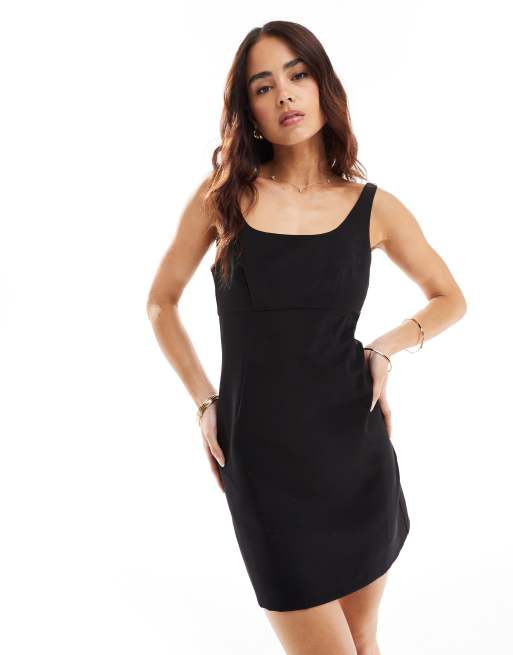 Miss Selfridge tailored A line pinafore dress in black ASOS