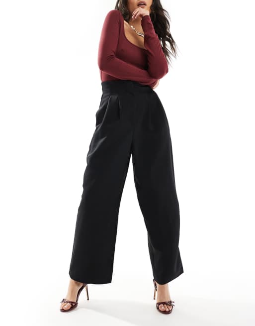 Miss Selfridge tailored barrel leg pants in black