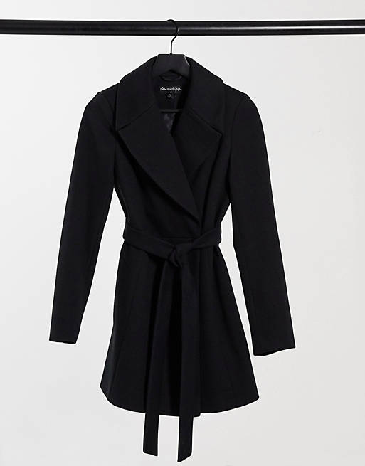 Miss Selfridge tailored belted coat in black