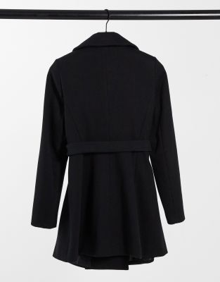 miss selfridge black belted coat