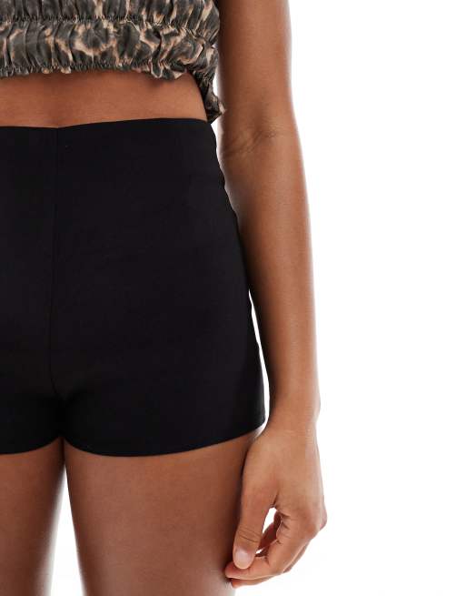 MIss Selfridge tailored bengaline micro shorts in black, 2 of 5