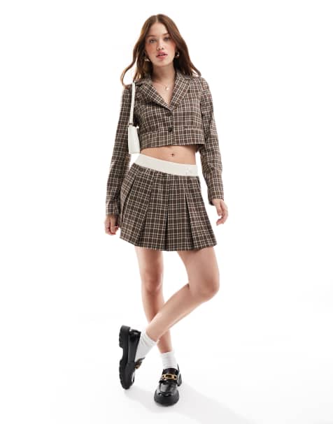 Miss Selfridge tailored brown check set - view 1
