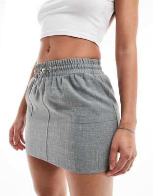 Miss Selfridge Tailored Cargo Pull On Mini Skirt-gray