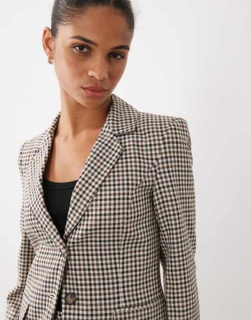 Miss Selfridge tailored cinch blazer co-ord in check, 2 of 4