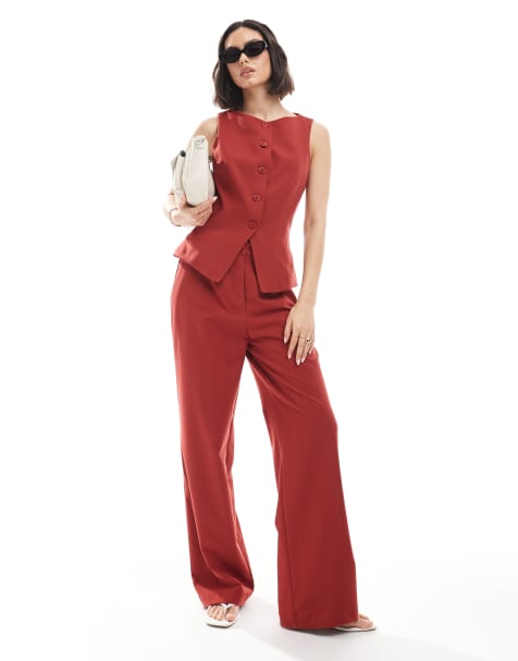 Miss Selfridge tailored co ord in cherry red - view 1