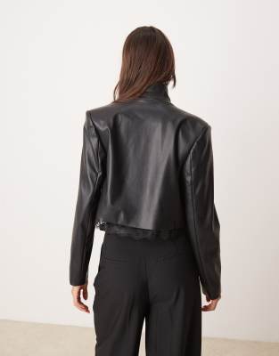 Miss Selfridge tailored crop blazer in black