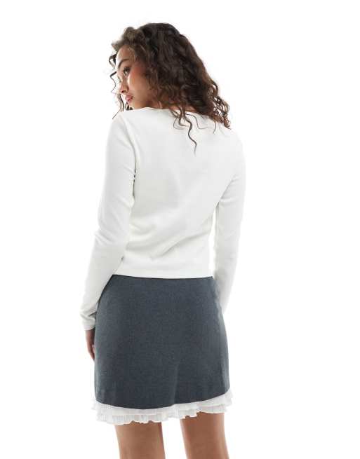 Miss Selfridge tailored double layer skirt in gray, 3 of 5