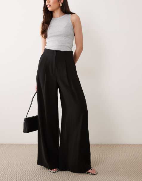 Miss Selfridge tailored fluid palazzo trouser in black - view 1