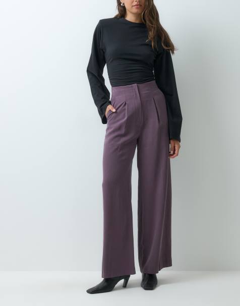 Miss Selfridge tailored fluid palazzo trouser in grape - view 1